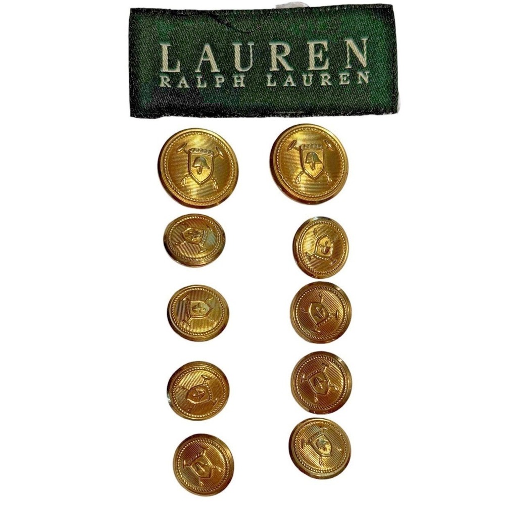 Ralph Lauren Waterbury Replacement Button Set Entire Blazer 10 Gold Polo Shield